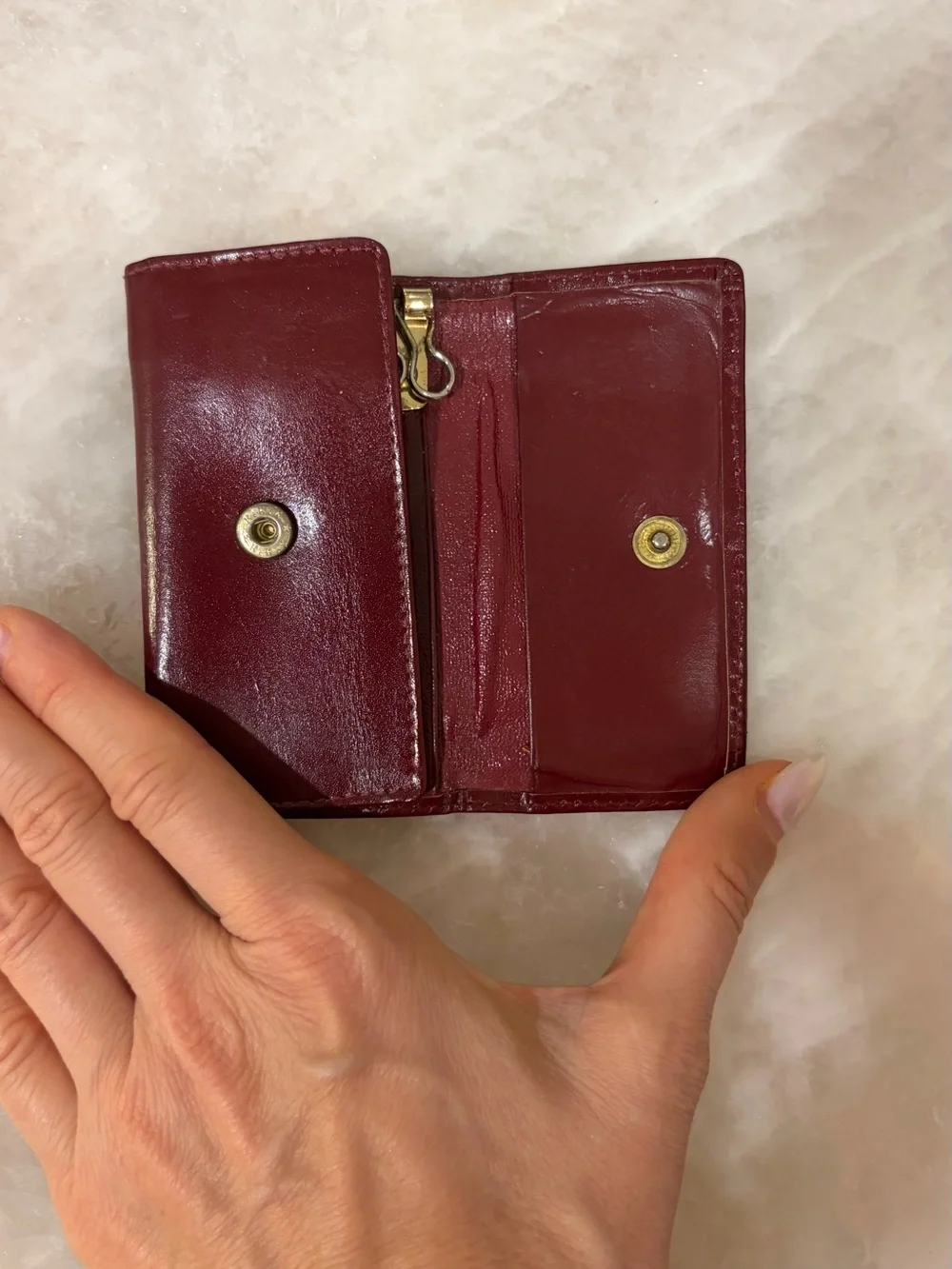 Vintage Cartier Burgundy Leather Key Holder with Embossed Logo